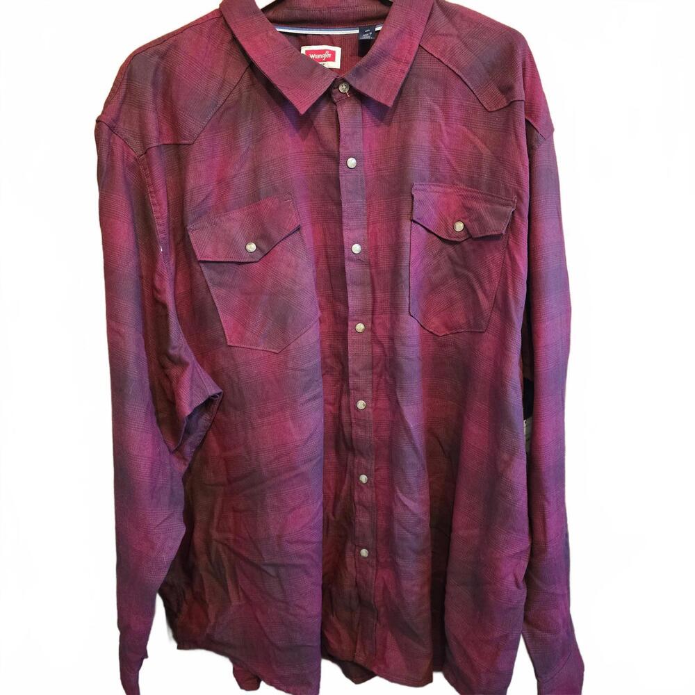 Wrangler Men's 4XL Casual Button-Up Shirt in Red Plaid New with Tags